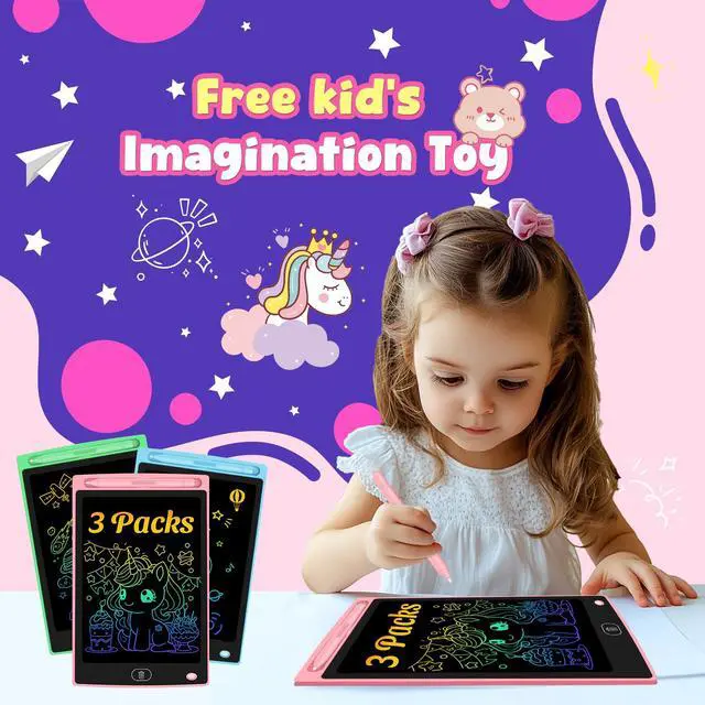 Alt view image 6 of 7 - 3 Pack LCD Writing Tablet for Kids - Erasable and Reusable Toddler Doodle Board in 8.5 inch, Ideal Drawing Pad for Learning Toy for Ages 3-8, Gift for Girls Boys (3 Pack (Pink,Blue, Green))