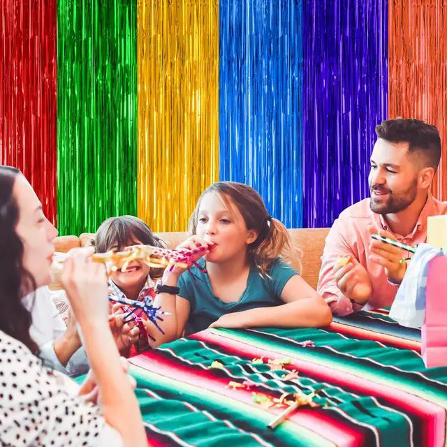 Alt view image 6 of 7 - ZATAYE 2 Pack Mexican Color Fiesta Foil Curtain Streamer Decorations