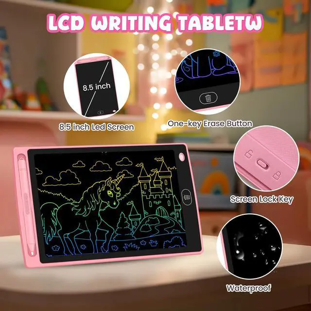 Alt view image 3 of 7 - 3 Pack LCD Writing Tablet for Kids - Erasable and Reusable Toddler Doodle Board in 8.5 inch, Ideal Drawing Pad for Learning Toy for Ages 3-8, Gift for Girls Boys (3 Pack (Pink,Blue, Green))