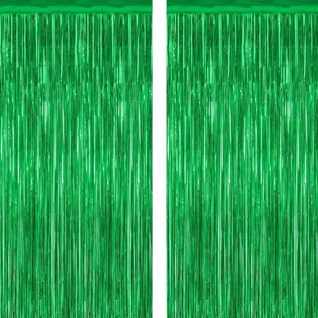 Main image of ZATAYE 2 Pack Green Foil Curtain Backdrop Birthday Party Decorations