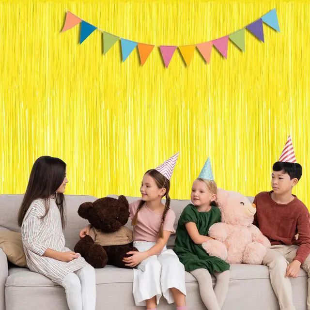 Alt view image 5 of 7 - ZATAYE 2 Pack Yellow Foil Curtain Streamer Decorations