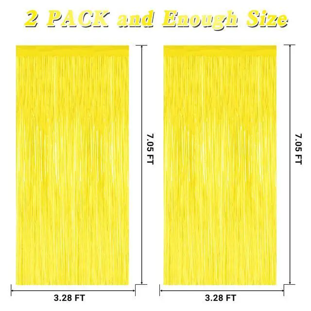 Alt view image 2 of 7 - ZATAYE 2 Pack Yellow Foil Curtain Streamer Decorations