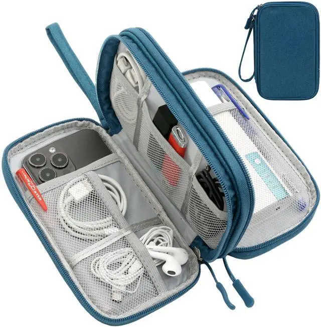 Main image of CAAORDKSO Travel Essentials Electronics Organizer Tech Pouch, Waterproof Cable Organizer Bag Charger Case for Travel Accessories, Cable, Cord, Charger, Phone, Power Bank, Earphone (Dark Green, Large)