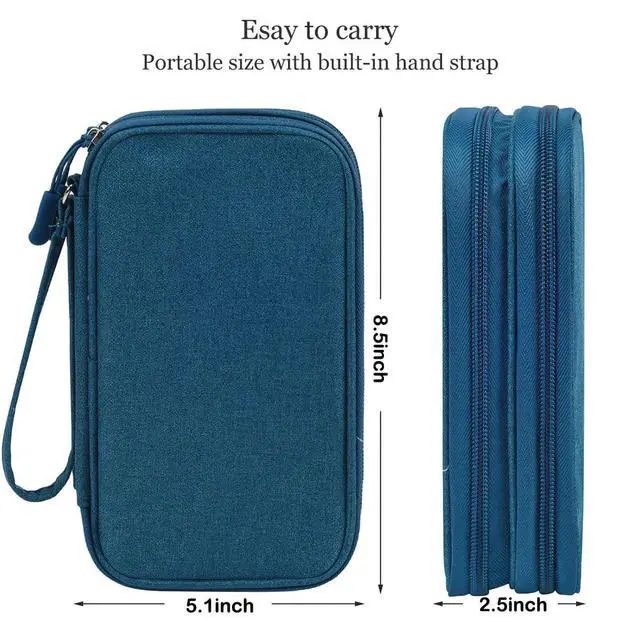 Alt view image 4 of 7 - CAAORDKSO Travel Essentials Electronics Organizer Tech Pouch, Waterproof Cable Organizer Bag Charger Case for Travel Accessories, Cable, Cord, Charger, Phone, Power Bank, Earphone (Dark Green, Large)