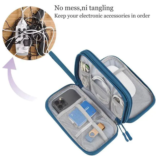 Alt view image 5 of 7 - CAAORDKSO Travel Essentials Electronics Organizer Tech Pouch, Waterproof Cable Organizer Bag Charger Case for Travel Accessories, Cable, Cord, Charger, Phone, Power Bank, Earphone (Dark Green, Large)