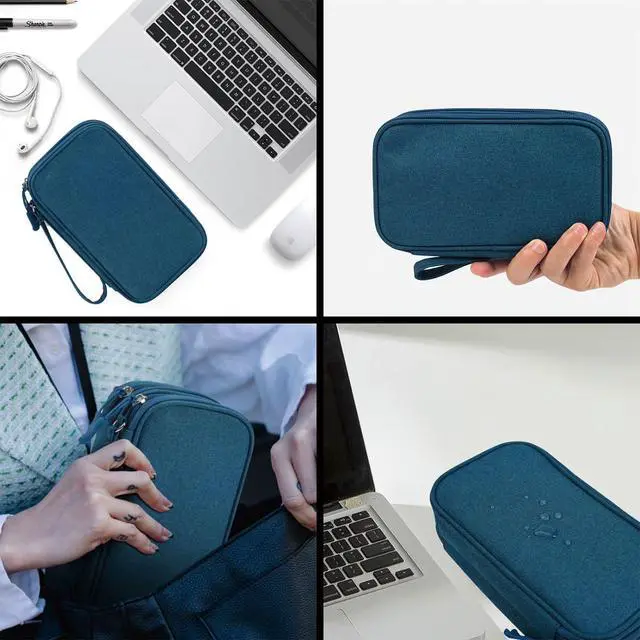 Alt view image 6 of 7 - CAAORDKSO Travel Essentials Electronics Organizer Tech Pouch, Waterproof Cable Organizer Bag Charger Case for Travel Accessories, Cable, Cord, Charger, Phone, Power Bank, Earphone (Dark Green, Large)