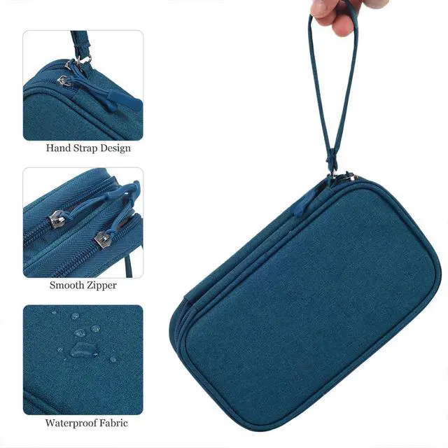Alt view image 7 of 7 - CAAORDKSO Travel Essentials Electronics Organizer Tech Pouch, Waterproof Cable Organizer Bag Charger Case for Travel Accessories, Cable, Cord, Charger, Phone, Power Bank, Earphone (Dark Green, Large)
