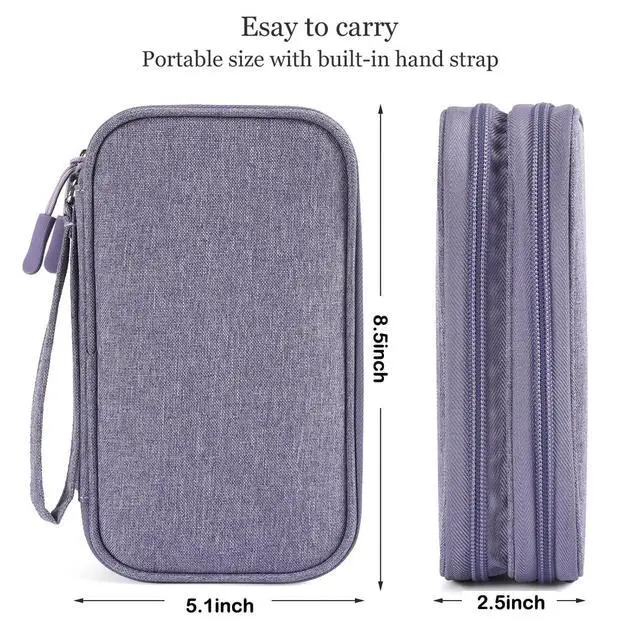 Alt view image 2 of 7 - CAAORDKSO Travel Electronic Organizer Pouch Bag, Waterproof Portable Electronic Accessories Storage Multifunctional Case for USB, Cable, Cord, Charger, Phone, Power Bank, Earphone (Purple, Large)