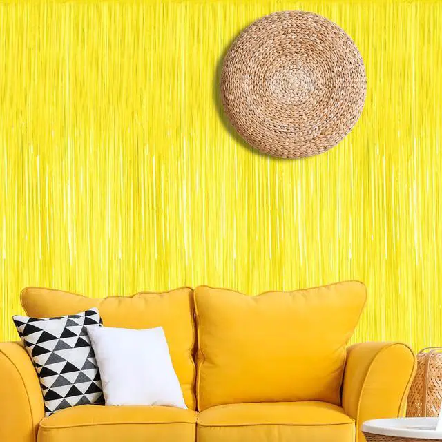 Alt view image 7 of 7 - ZATAYE 2 Pack Yellow Foil Curtain Streamer Decorations
