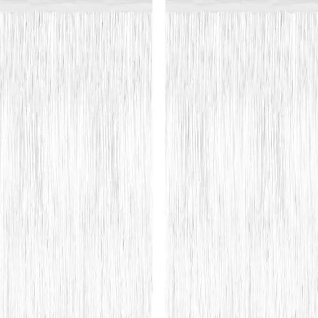 Main image of ZATAYE 2 Pack White Foil Curtain Streamer Decorations