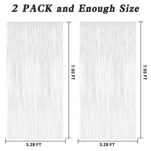 Alt view image 2 of 7 - ZATAYE 2 Pack White Foil Curtain Streamer Decorations