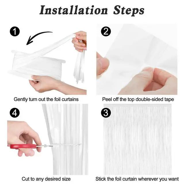 Alt view image 3 of 7 - ZATAYE 2 Pack White Foil Curtain Streamer Decorations