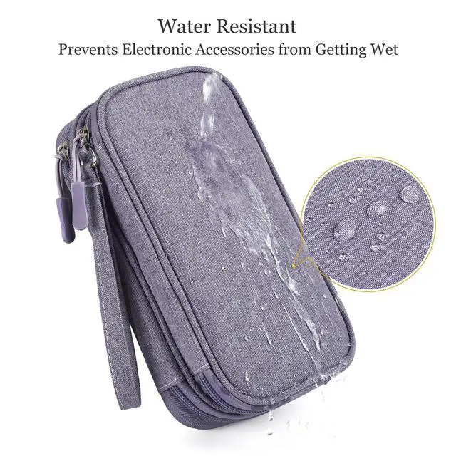 Alt view image 4 of 7 - CAAORDKSO Travel Electronic Organizer Pouch Bag, Waterproof Portable Electronic Accessories Storage Multifunctional Case for USB, Cable, Cord, Charger, Phone, Power Bank, Earphone (Purple, Large)