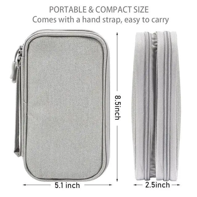 Alt view image 2 of 7 - CAAORDKSO Travel Essentials Electronics Organizer Case Tech Pouch, Cord Organizer Travel Cable Organizer Bag for Travel Accessories, Charger, Phone, Power Bank, Hard Drive (Light Grey, Large)