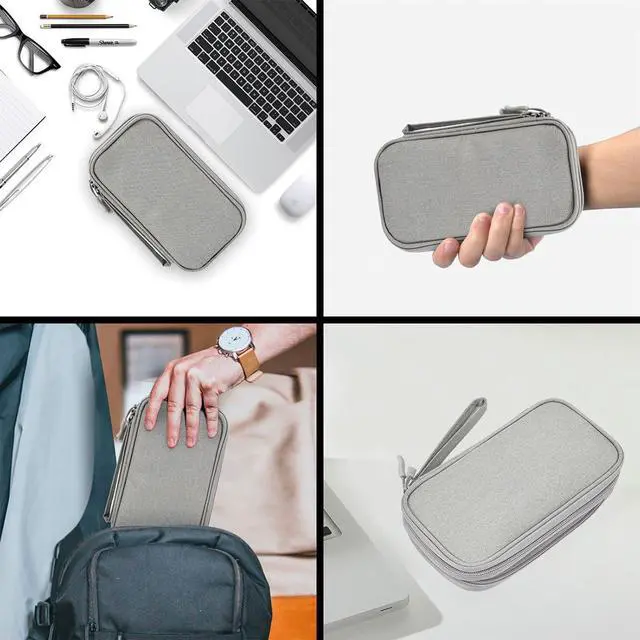Alt view image 6 of 7 - CAAORDKSO Travel Essentials Electronics Organizer Case Tech Pouch, Cord Organizer Travel Cable Organizer Bag for Travel Accessories, Charger, Phone, Power Bank, Hard Drive (Light Grey, Large)