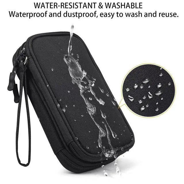 Alt view image 4 of 7 - CAAORDKSO Electronics Organizer Travel Bag, Small Cable Organizer Case Waterproof Accessories Pouch, Travel Electronic Carrying Case for Cord, Charger, Phone, USB, Power Bank, Earphone (Black, Medium)