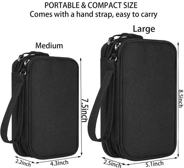 Alt view image 2 of 7 - CAAORDKSO Electronics Organizer Travel Bag, Small Cable Organizer Case Waterproof Accessories Pouch, Travel Electronic Carrying Case for Cord, Charger, Phone, USB, Power Bank, Earphone (Black, Medium)