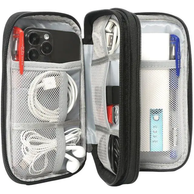 Alt view image 3 of 7 - CAAORDKSO Electronics Organizer Travel Bag, Small Cable Organizer Case Waterproof Accessories Pouch, Travel Electronic Carrying Case for Cord, Charger, Phone, USB, Power Bank, Earphone (Black, Medium)
