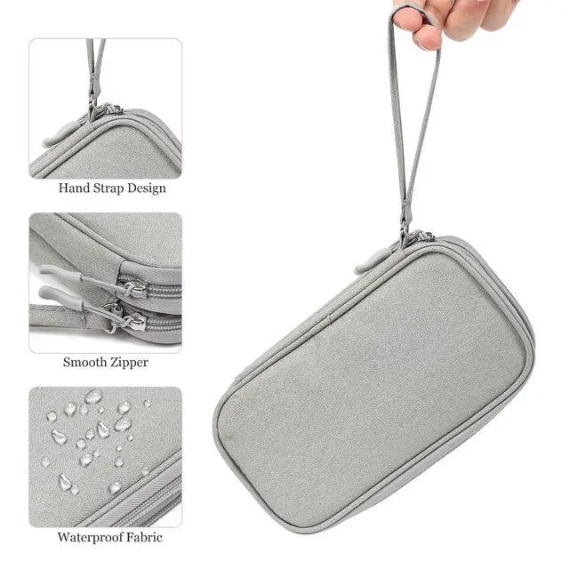 Alt view image 7 of 7 - CAAORDKSO Travel Essentials Electronics Organizer Case Tech Pouch, Cord Organizer Travel Cable Organizer Bag for Travel Accessories, Charger, Phone, Power Bank, Hard Drive (Light Grey, Large)