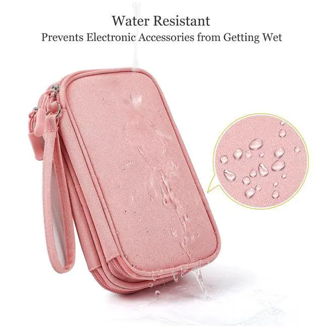 Alt view image 4 of 7 - CAAORDKSO Electronics Accessories Organizer Pouch Bag, Electronic Organizer Travel Case, Tech Pouch, Travel Essentials for Women, Cable, Cord, Phone, Charger, Power Bank, Earphone (Light Pink, Large)