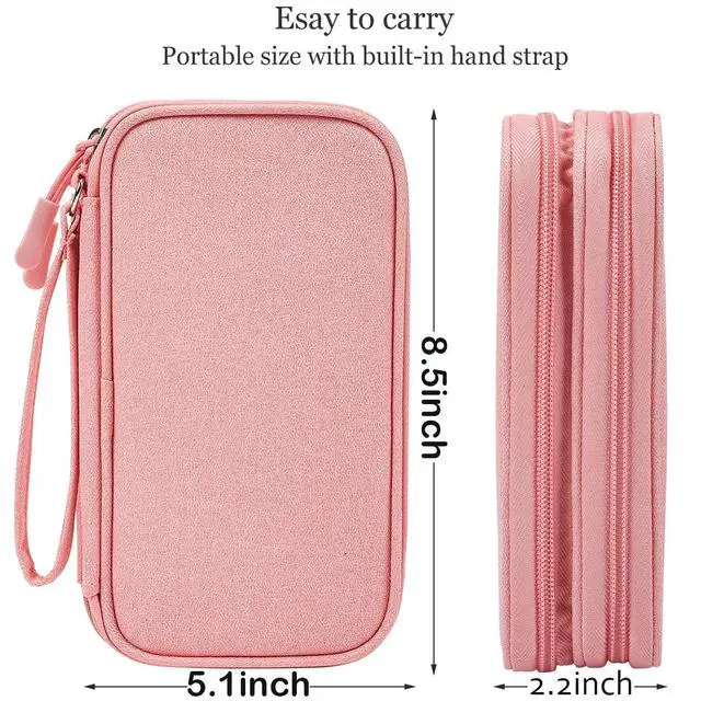 Alt view image 2 of 7 - CAAORDKSO Electronics Accessories Organizer Pouch Bag, Electronic Organizer Travel Case, Tech Pouch, Travel Essentials for Women, Cable, Cord, Phone, Charger, Power Bank, Earphone (Light Pink, Large)