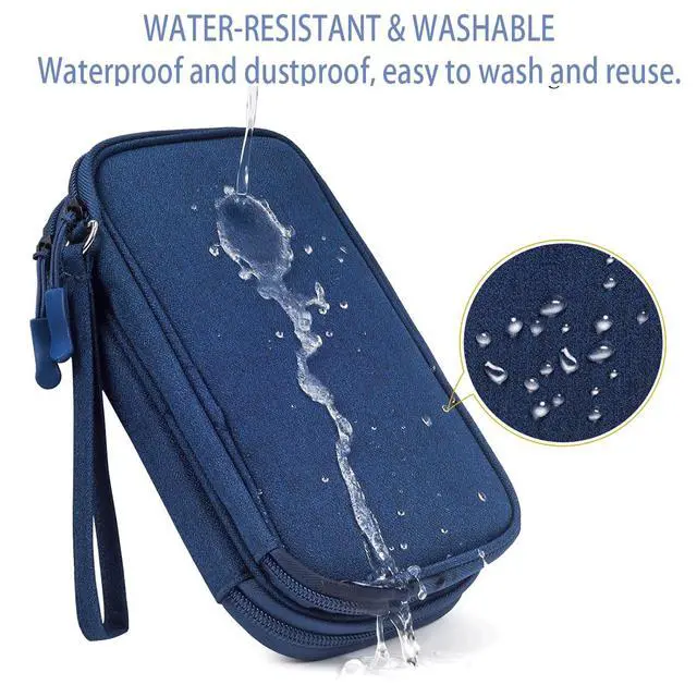 Alt view image 2 of 7 - CAAORDKSO Electronic Organizer Travel Cable Accessories Bag, Double Layer Tech Pouch Accessories Carry Case, Travel Essentials for Cable, Cord, Charger, Phone, Power Bank, Earphone (Navy Blue, Large)