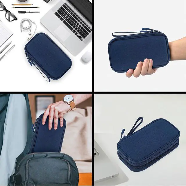 Alt view image 6 of 7 - CAAORDKSO Electronic Organizer, Travel Cable Organizer Bag Pouch Electronic Accessories Carry Case Waterproof Electronic Bag for Cable, Cord, Charger, Phone, Power Bank, Earphone (Navy Blue, Medium)