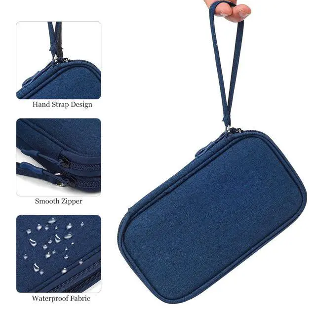 Alt view image 5 of 7 - CAAORDKSO Electronic Organizer, Travel Cable Organizer Bag Pouch Electronic Accessories Carry Case Waterproof Electronic Bag for Cable, Cord, Charger, Phone, Power Bank, Earphone (Navy Blue, Medium)