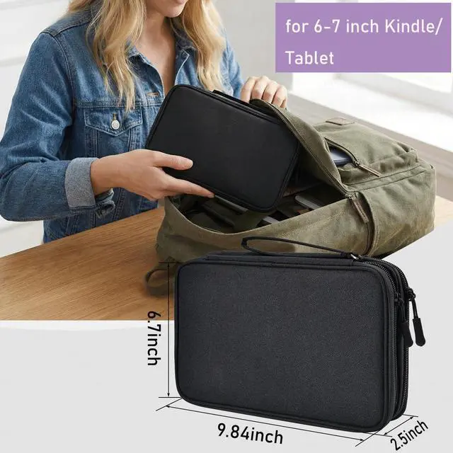 Alt view image 2 of 7 - CAAORDKSO Electronics Travel Organizer, Electronic Accessories Carry Case Waterproof Double Layers Storage Bag Travel Essentials for Cord, Cable, Charger, USB, Power Bank, Earphone (Black, X-Large)