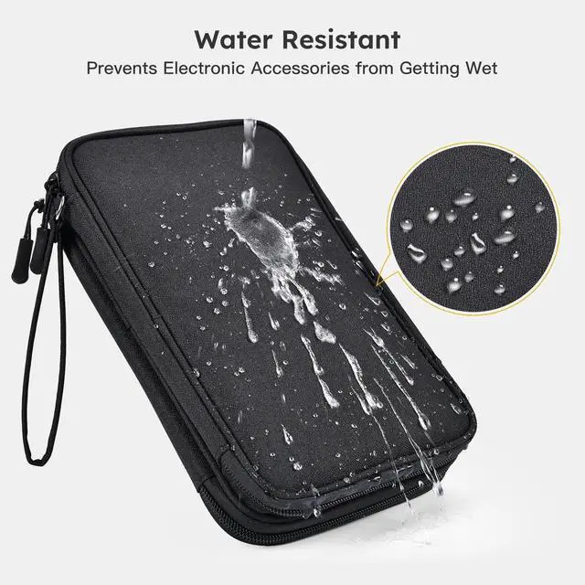 Alt view image 5 of 7 - CAAORDKSO Electronics Travel Organizer, Electronic Accessories Carry Case Waterproof Double Layers Storage Bag Travel Essentials for Cord, Cable, Charger, USB, Power Bank, Earphone (Black, X-Large)