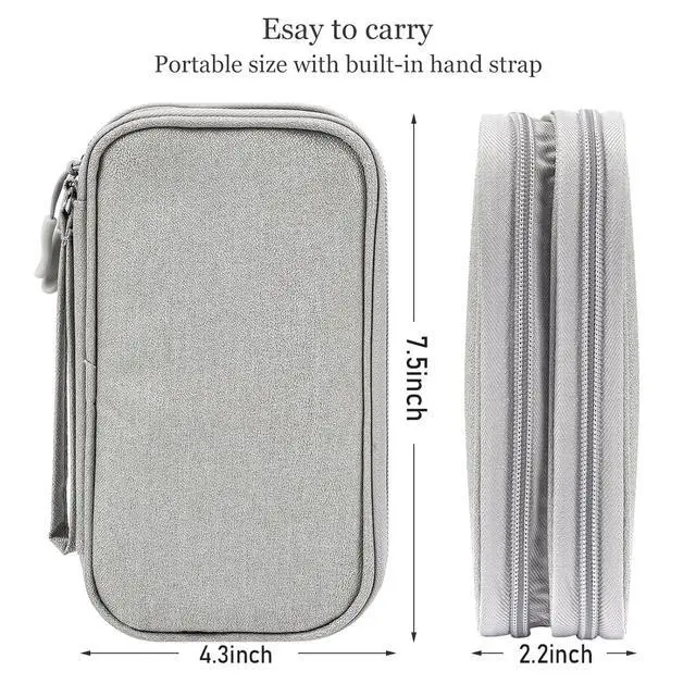 Alt view image 5 of 7 - CAAORDKSO Electronic Organizer Travel Cable Accessories Case, Organizer Bag, Accessories Pouch for USB, Cord, Charger, Phone, Power Bank, Earphone (Light Grey, Medium)