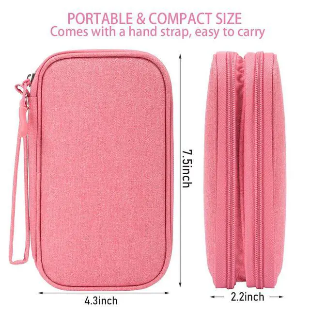 Alt view image 2 of 7 - CAAORDKSO Electronics Travel Organizer, Waterproof Cable Organizer Bag, Travel Essentials for Women, Tech Pouch for Travel, Backpack, Cord, Charger, Phone, Power Bank, Earphone (Dark Pink, Medium)