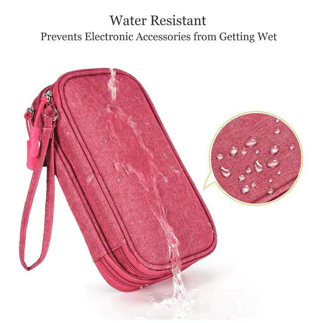 Alt view image 2 of 7 - CAAORDKSO Electronic Organizer Travel Case Storage Bag, Universal Electronics Accessories Case Portable Travel Bag for Women, Cable, Cord, Charger, Phone, Power Bank, Earphone (Rose Red, Large)