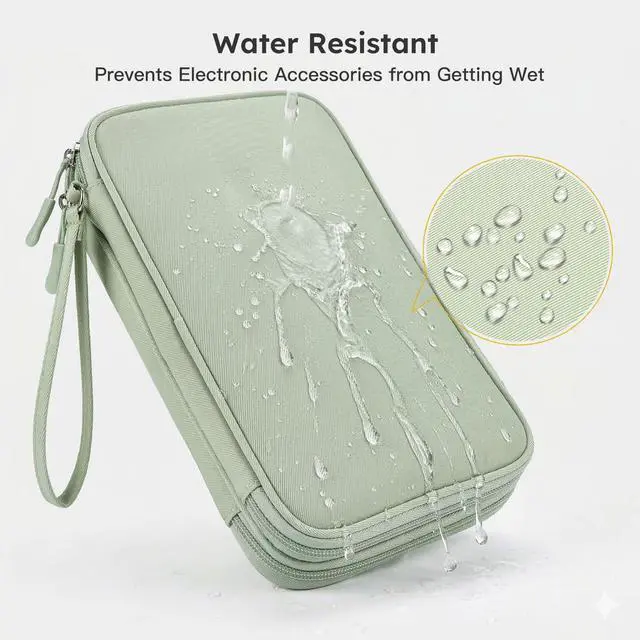 Alt view image 4 of 7 - CAAORDKSO Large Electronics Travel Organizer Case, Cable Organizer Bag Water Resistant Double Layers Accessories Storage Bag Tech Pouch, for Cord, Charger, Power Bank, Earphone (Mint Green, X-Large)