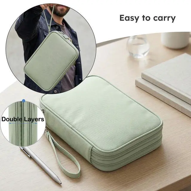 Alt view image 5 of 7 - CAAORDKSO Large Electronics Travel Organizer Case, Cable Organizer Bag Water Resistant Double Layers Accessories Storage Bag Tech Pouch, for Cord, Charger, Power Bank, Earphone (Mint Green, X-Large)