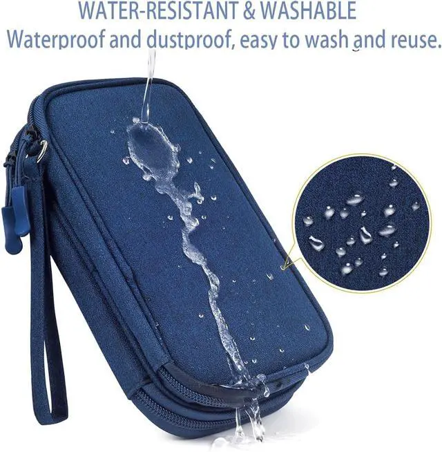 Alt view image 4 of 7 - CAAORDKSO Electronic Organizer, Travel Cable Organizer Bag Pouch Electronic Accessories Carry Case Waterproof Electronic Bag for Cable, Cord, Charger, Phone, Power Bank, Earphone (Navy Blue, Medium)