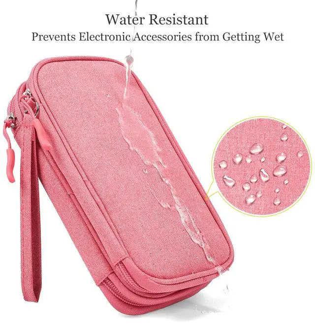 Alt view image 3 of 7 - CAAORDKSO Electronic Accessories Case, Electronics Organizer Pouch Bag, Portable Travel Cable Organizer Case, Tech Storage Bag for Cable, Cord, Charger, Phone, Power Bank, Earphone (Dark Pink, Large)