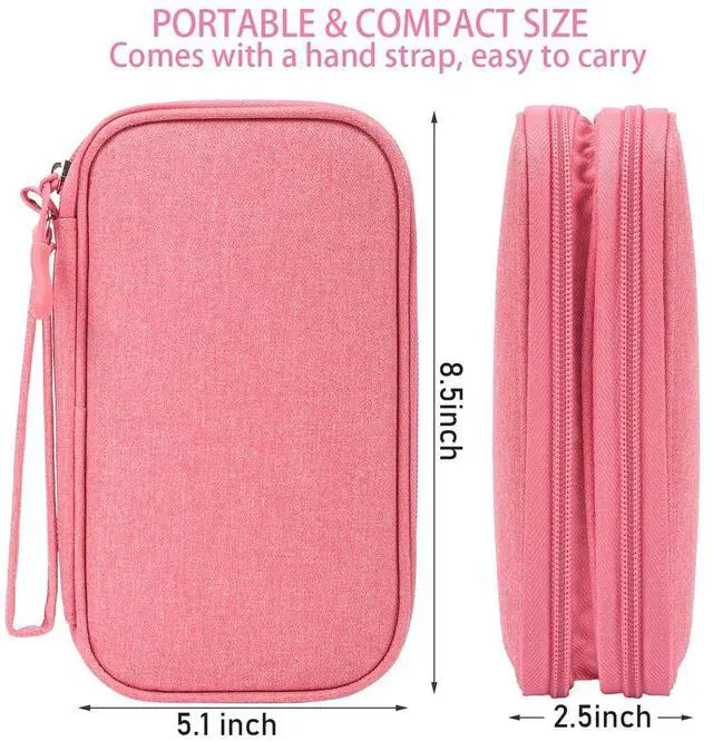 Alt view image 2 of 7 - CAAORDKSO Electronic Accessories Case, Electronics Organizer Pouch Bag, Portable Travel Cable Organizer Case, Tech Storage Bag for Cable, Cord, Charger, Phone, Power Bank, Earphone (Dark Pink, Large)