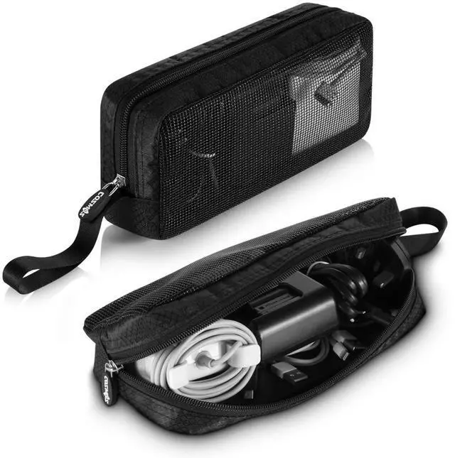 Alt view image 2 of 7 - CM Travel Cable Organizer Case Portable Computer Accessories Zipper Mesh Pouch for Holding Laptop Mouse, Power Bank, USB, Adapter, Charger, Cellphone and Cosmetics (Case ONLY)