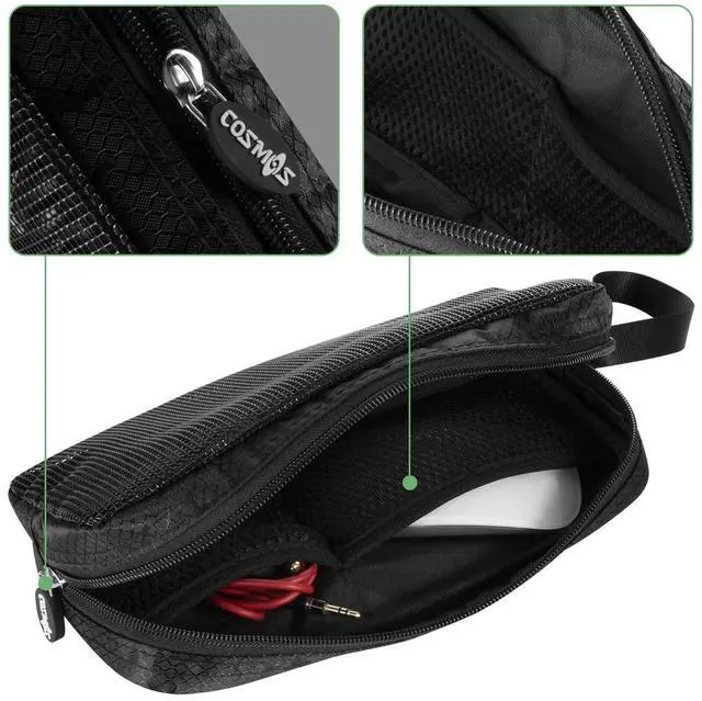 Alt view image 3 of 7 - CM Travel Cable Organizer Case Portable Computer Accessories Zipper Mesh Pouch for Holding Laptop Mouse, Power Bank, USB, Adapter, Charger, Cellphone and Cosmetics (Case ONLY)