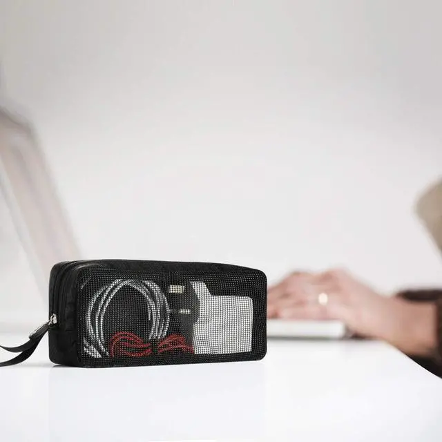 Alt view image 7 of 7 - CM Travel Cable Organizer Case Portable Computer Accessories Zipper Mesh Pouch for Holding Laptop Mouse, Power Bank, USB, Adapter, Charger, Cellphone and Cosmetics (Case ONLY)