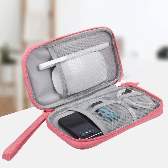 Alt view image 4 of 7 - CAAORDKSO Electronic Organizer Travel Cable Accessories Bag, Electronic Organizer Case, Electronic Accessories Organizer Pouch Bag for Cable, Cord, Charger, Phone, Power Bank, Earphone (Pink)