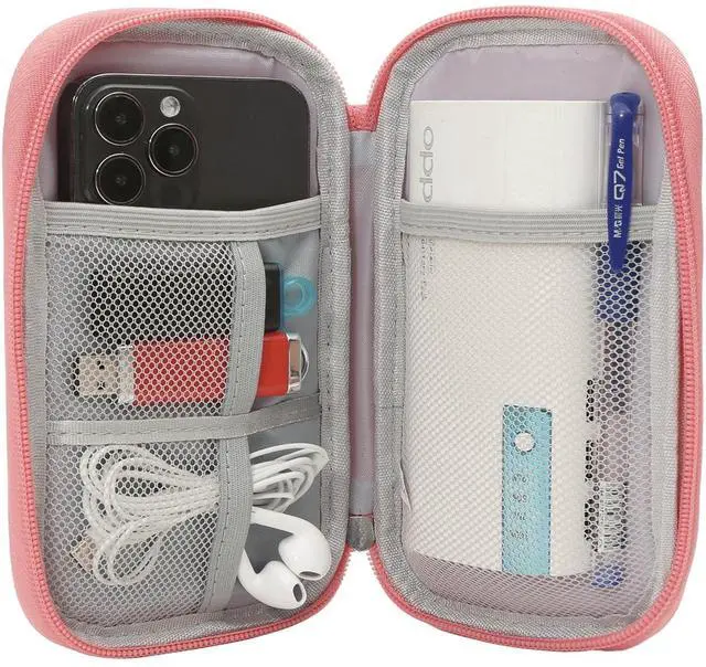 Alt view image 7 of 7 - CAAORDKSO Electronic Organizer Travel Cable Accessories Bag, Electronic Organizer Case, Electronic Accessories Organizer Pouch Bag for Cable, Cord, Charger, Phone, Power Bank, Earphone (Pink)