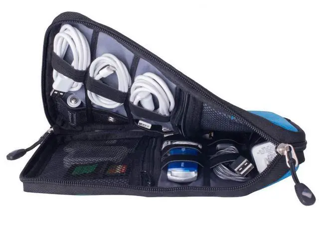 Alt view image 4 of 6 - Sunsir Travel Cable Organizer Bag Waterproof Portable Electronic Accessories Organizer for USB Cable Cord Phone Charger Headset Wire SD Card with 5pcs Cable Ties(Blue)