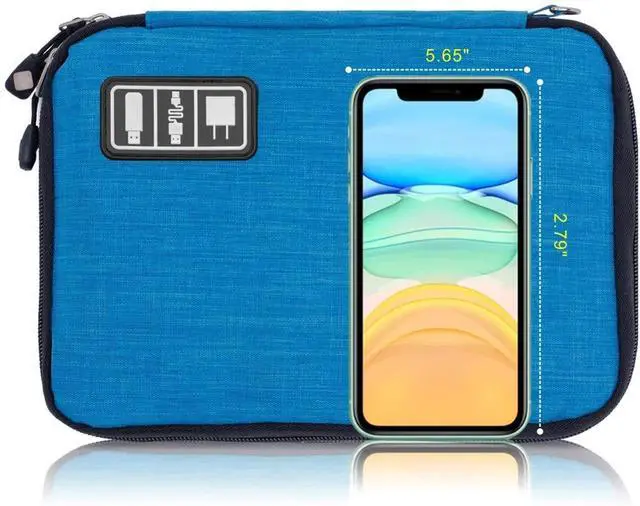 Alt view image 5 of 6 - Sunsir Travel Cable Organizer Bag Waterproof Portable Electronic Accessories Organizer for USB Cable Cord Phone Charger Headset Wire SD Card with 5pcs Cable Ties(Blue)