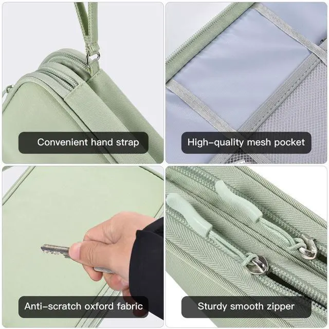 Alt view image 6 of 7 - CAAORDKSO Large Electronics Travel Organizer Case, Cable Organizer Bag Water Resistant Double Layers Accessories Storage Bag Tech Pouch, for Cord, Charger, Power Bank, Earphone (Mint Green, X-Large)