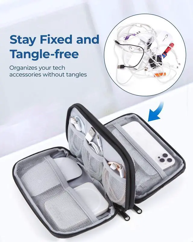 Alt view image 2 of 7 - BAGSMART Electronics Travel Organizer for Cords Chargers Phones, Grey
