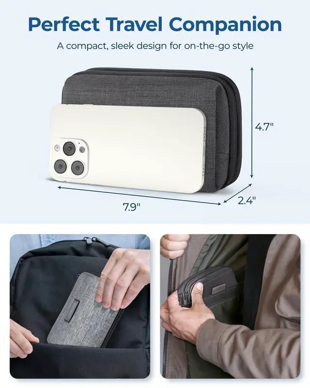 Alt view image 5 of 7 - BAGSMART Electronics Travel Organizer for Cords Chargers Phones, Grey