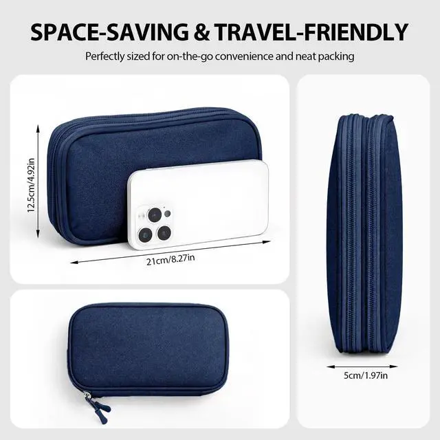Alt view image 2 of 6 - Woyinger Double Layer Electronics Organizer Bag, Navy Blue