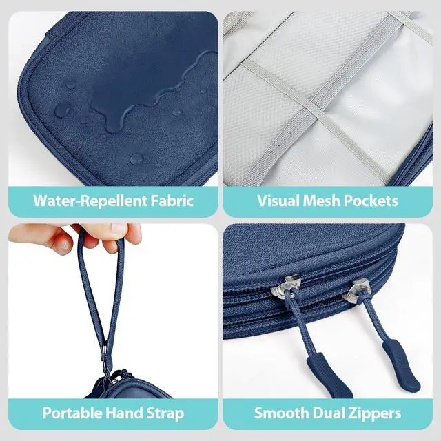 Alt view image 4 of 6 - Woyinger Double Layer Electronics Organizer Bag, Navy Blue